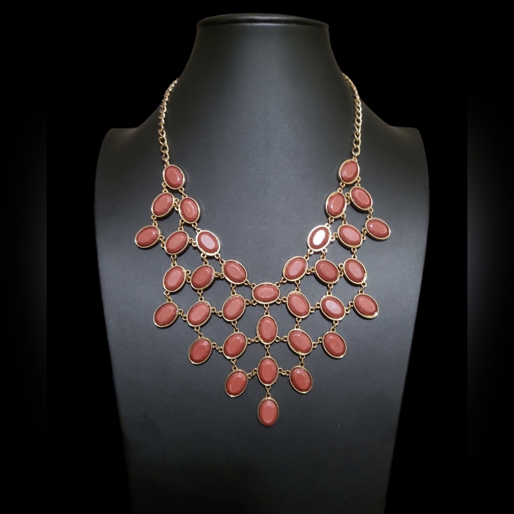 16" Vintage Goldish Bib Fashion Necklace Lot 8